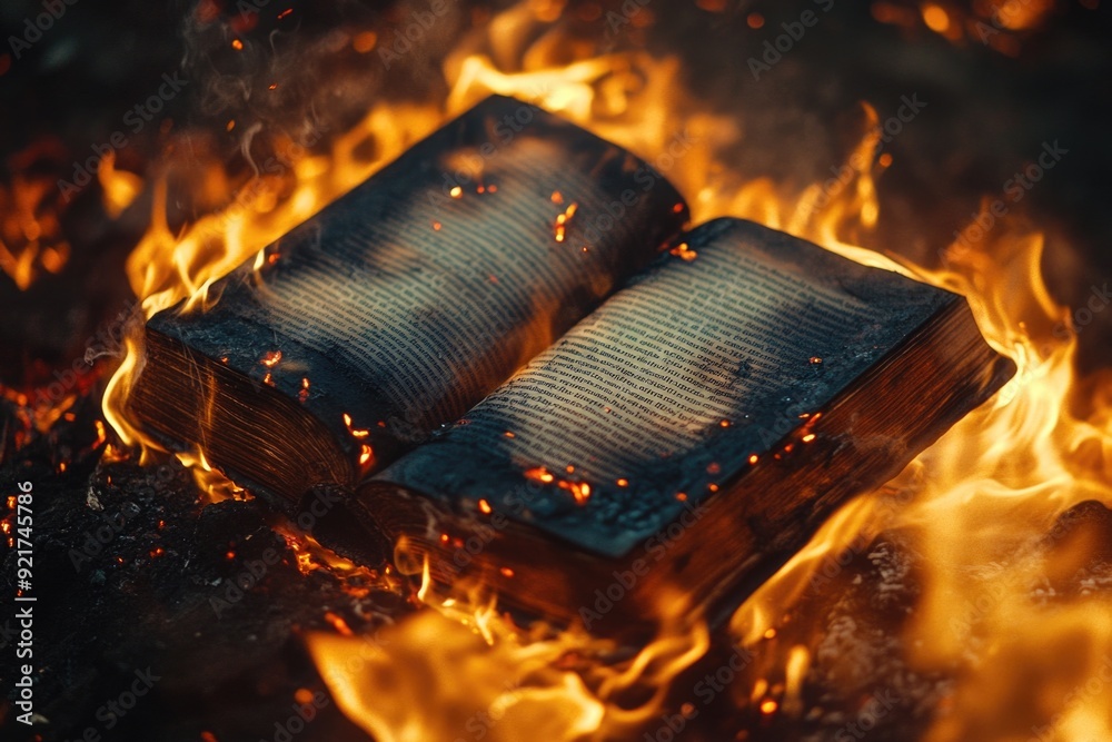 Wall mural Book near flames