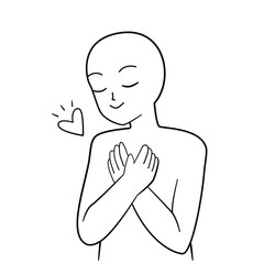 Hug yourself. Love yourself concept for mental health, sadness, depression