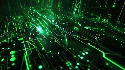 Obraz premium A futuristic abstract technology background with a blend of glowing circuit patterns and data points.