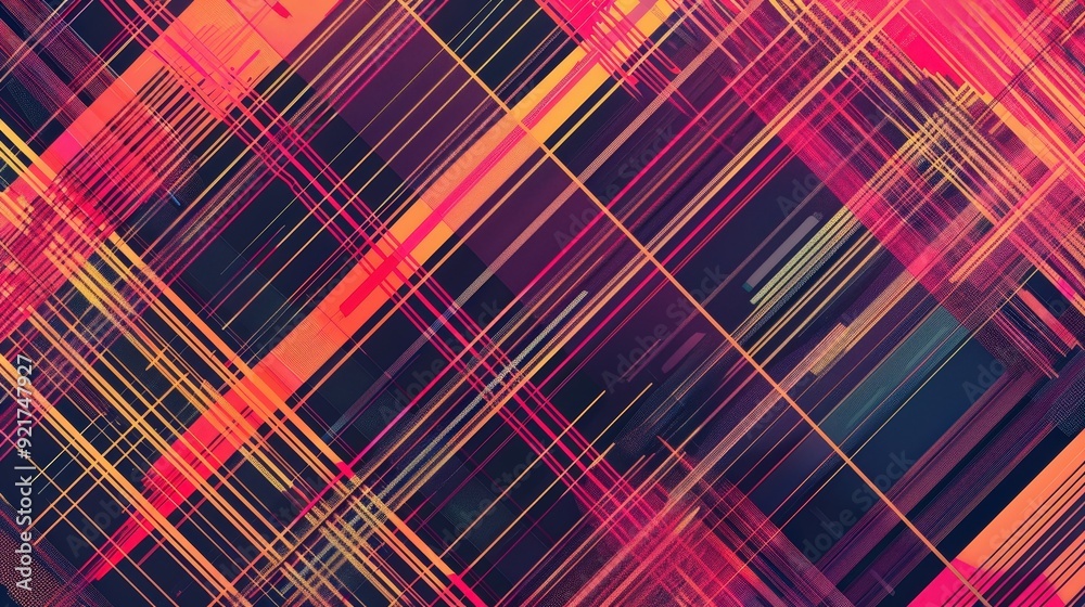 Poster a geometric line pattern with intersecting diagonal and vertical lines forming a lattice design