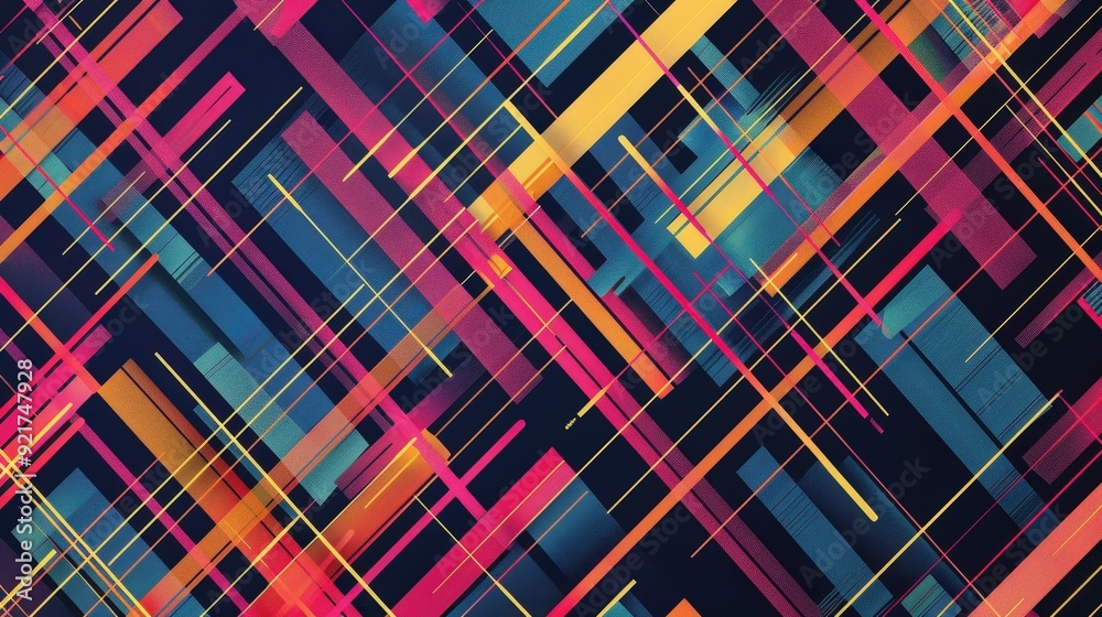 Poster a geometric line pattern with intersecting diagonal and vertical lines forming a lattice design