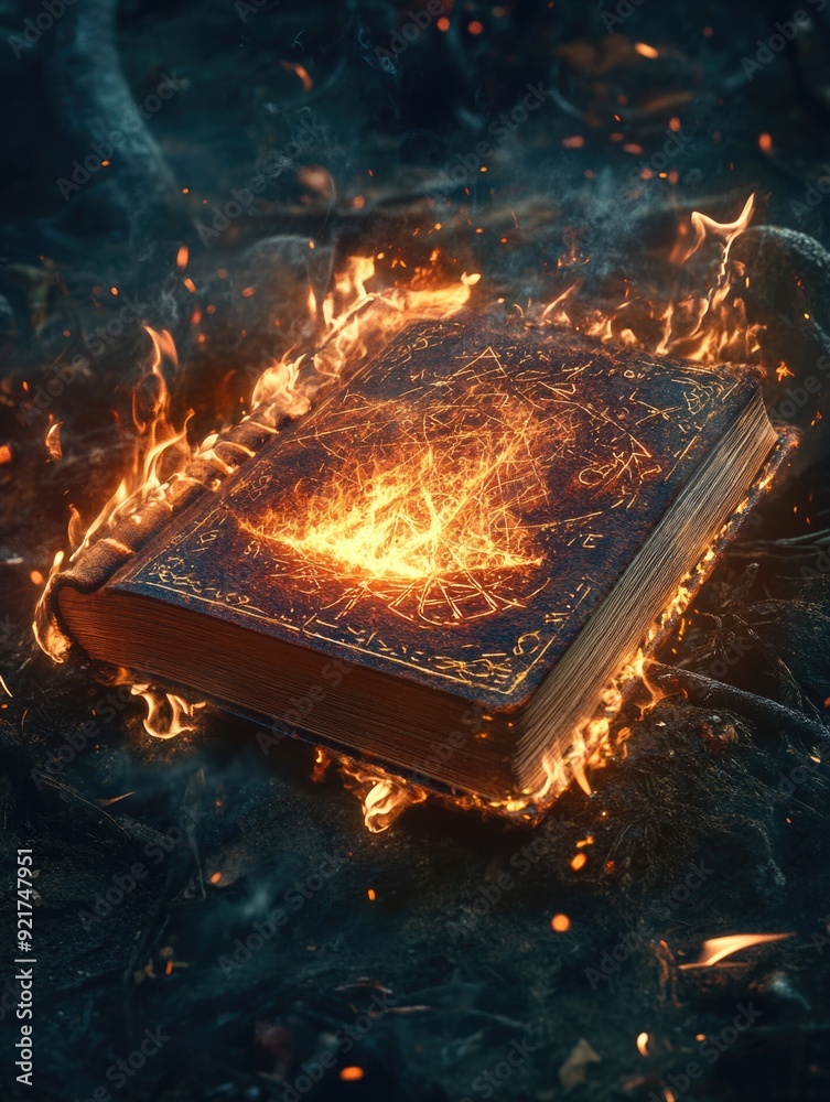 Wall mural burnt book on ground