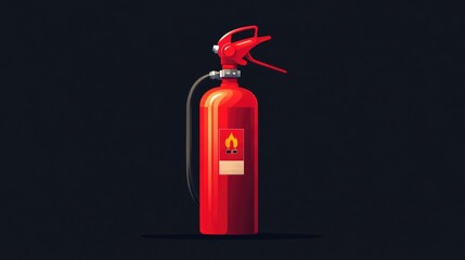Obraz premium Red Fire Extinguisher Black Background