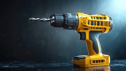 Drill on table in darkness