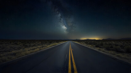 Naklejka premium A landscape of a highway road at dark night