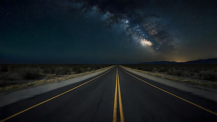 Naklejka premium A landscape of a highway road at dark night