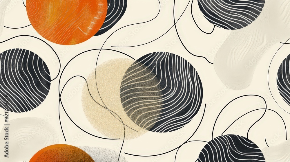 Poster a modern pattern featuring a series of interconnected lines and shapes.