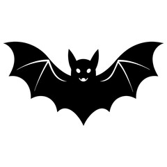 Bat full black Halloween silhouette vector art illustration
