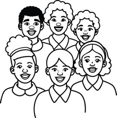 Black people illustration, Black community, African people gathered  vector