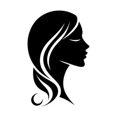 simple and minimal Elegant Women Face Profile Vector Silhouette