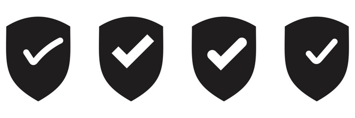 Green check mark and red cross icon set. Circle and square. Tick symbol in green color, vector illustration.