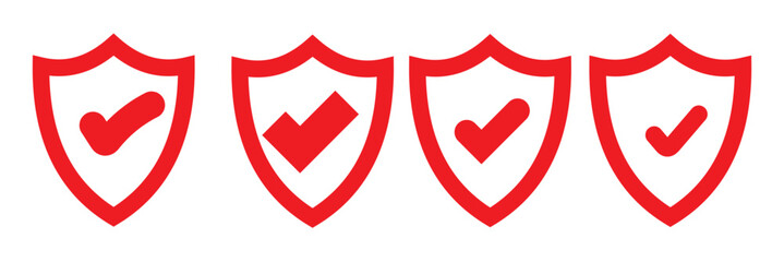 Green check mark and red cross icon set. Circle and square. Tick symbol in green color, vector illustration.