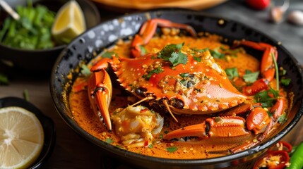 Steamed Crab in Spicy Orange Broth with Cilantro