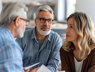 Mature Couple Discussing Retirement Insurance Plans with Professional Advisor