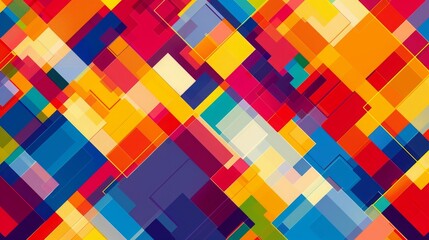 Vibrant and dynamic, this abstract image features a colorful array of overlapping geometric shapes, creating a sense of energy and movement.