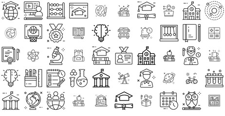 Set Of Education Science Vector Symbols Apps, Websites Ui Designs Suitable For School,Education,Knowledge,Learning,Study Infographic Simple Vector Illustration Logo