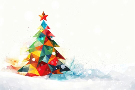 Illustration von einem Abstrakten Polygon Christbaum, edle Weihnachtskarte 