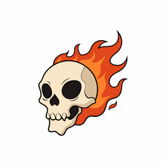 Fire is coming out of the skull art vector illustrator