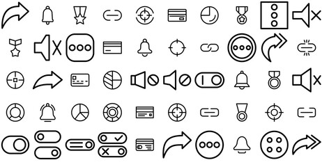 Set Of Essential Icons Web Header Banner Design Containing Notification,Ring,Bell,Notifications,Alert Solid Icon Collection. Vector Illustration