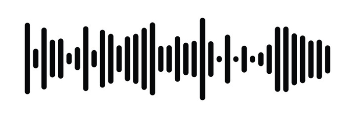 Waves of the equalizer. Vector illustration of music sound on isolated background. Drawing of radio signal painted by black inks. Sketch of musical soundtrack. Etching of voice record. In eps 10.