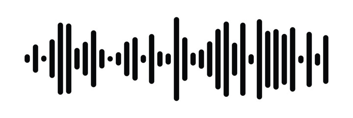 Waves of the equalizer. Vector illustration of music sound on isolated background. Drawing of radio signal painted by black inks. Sketch of musical soundtrack. Etching of voice record. In eps 10.
