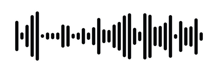 Waves of the equalizer. Vector illustration of music sound on isolated background. Drawing of radio signal painted by black inks. Sketch of musical soundtrack. Etching of voice record. In eps 10.