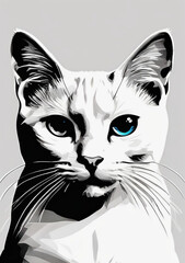 cat portrait on white background, Generative AI