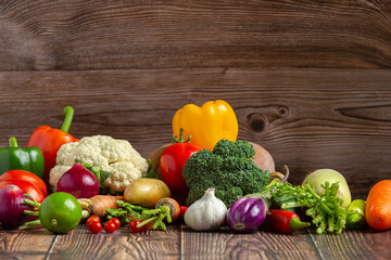 Various types of fresh vegetables are arranged in an orderly manner,  generative ai illustration