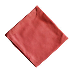A folded red fabric napkin displayed elegantly on a white background, perfect for decoration or dining settings.