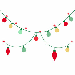 Bow christmas lights garland art vector illustrator