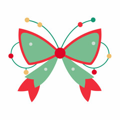 Fototapeta premium Bow christmas lights garland art vector illustrator