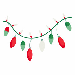 Bow christmas lights garland art vector illustrator