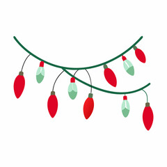 Bow christmas lights garland art vector illustrator