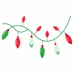 Bow christmas lights garland art vector illustrator