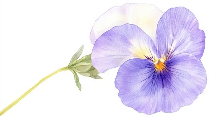 Obraz premium Watercolor pansy clipart in shades of purple, yellow, and white