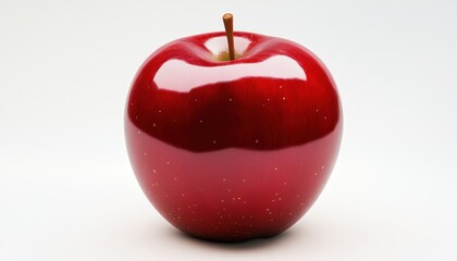 Bright red apple on a plain background, showcasing its smooth surface and natural shine