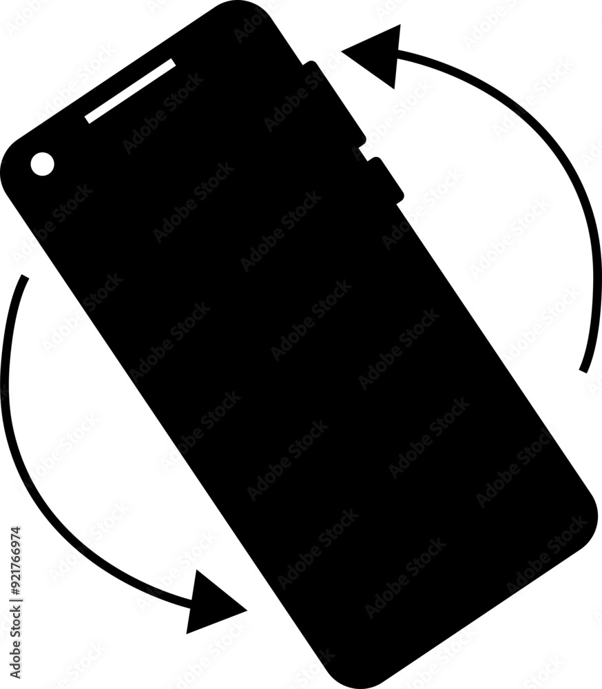 Poster rotate mobile phone icon in flat style. device rotation symbol. turn your device. vector illustratio