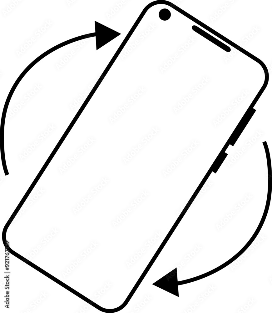Poster rotate mobile phone icon in outline style. device rotation symbol. turn your device. vector illustra