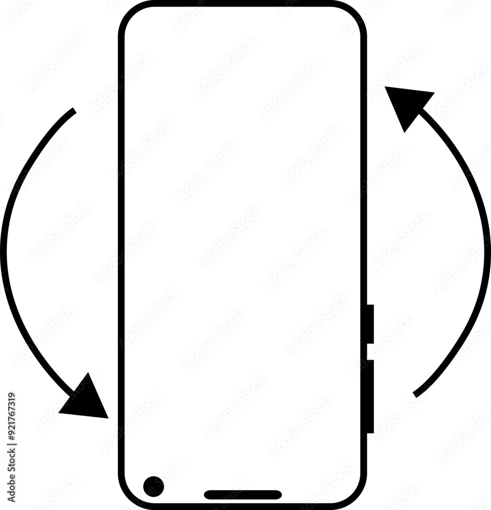 Poster rotate mobile phone icon in outline style. device rotation symbol. turn your device. vector illustra