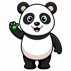 Naklejka premium Cute panda waving like saying hi art vector illustration