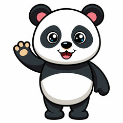 Cute panda waving like saying hi art vector illustration