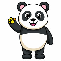 Cute panda waving like saying hi art vector illustration
