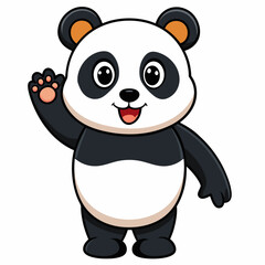 Cute panda waving like saying hi art vector illustration