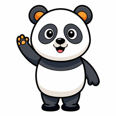 Naklejka premium Cute panda waving like saying hi art vector illustration