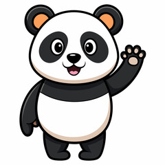 Fototapeta premium Cute panda waving like saying hi art vector illustration