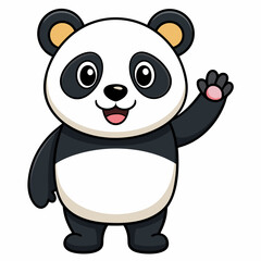 Obraz premium Cute panda waving like saying hi art vector illustration