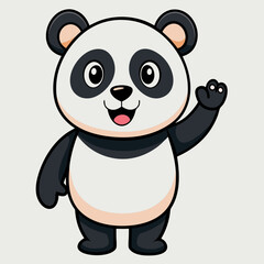 Cute panda waving like saying hi art vector illustration