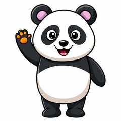 Cute panda waving like saying hi art vector illustration