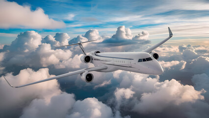 Airplane in the sky, over the cloudy sky, airplanes