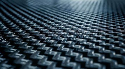 Fototapeta premium 3D image of classic carbon fiber background texture. Close-up photo of carbon weaving.